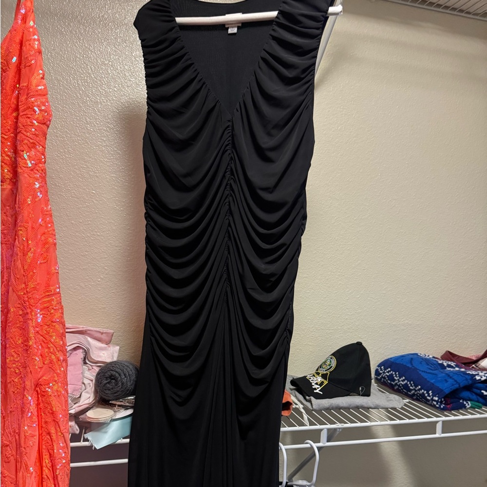 Elegant Black Ruched Gown